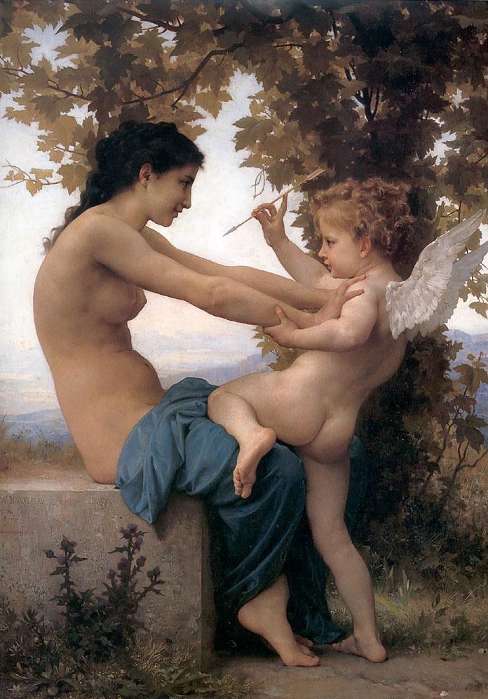 William Bouguereau Young Girl Defending herself against Cupid